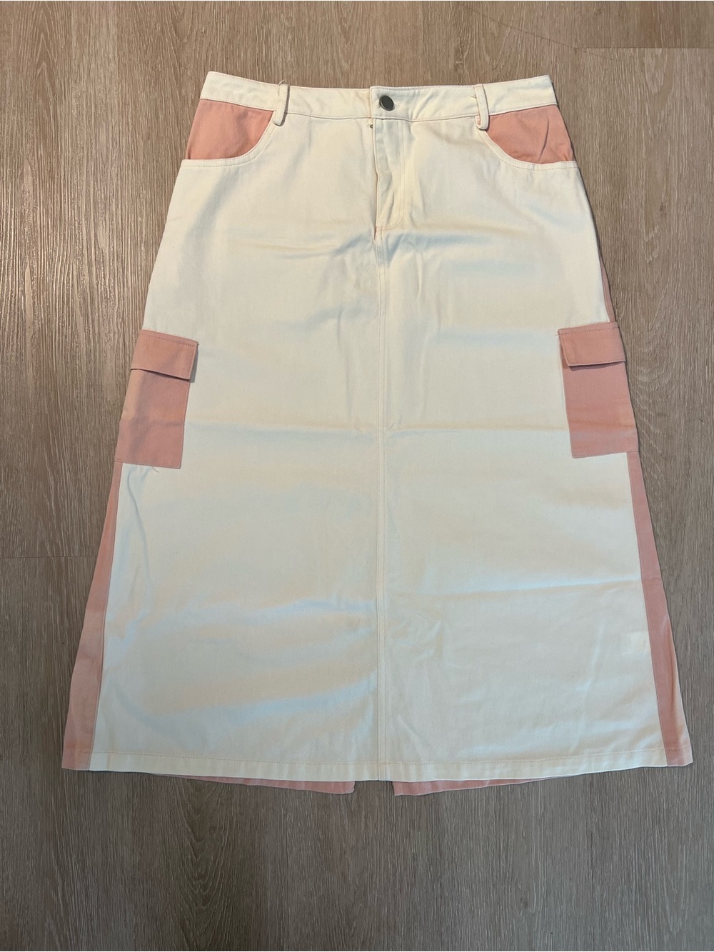 Two-Tone Cream and Pink Utility Skirt Women’s Size Large